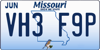 MO license plate VH3F9P
