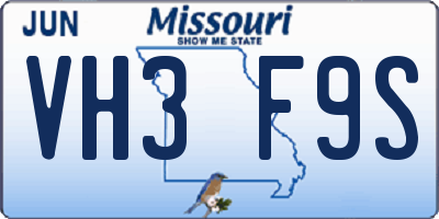 MO license plate VH3F9S