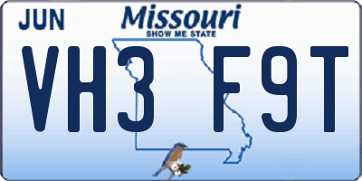 MO license plate VH3F9T