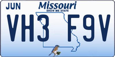 MO license plate VH3F9V