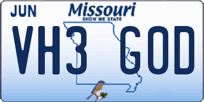 MO license plate VH3G0D