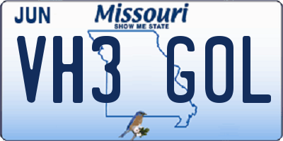 MO license plate VH3G0L