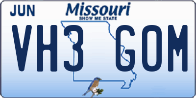 MO license plate VH3G0M