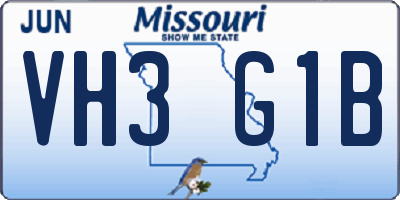 MO license plate VH3G1B