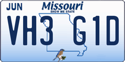 MO license plate VH3G1D