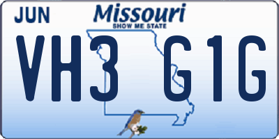 MO license plate VH3G1G