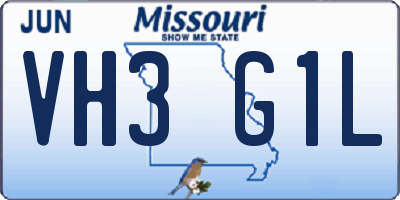 MO license plate VH3G1L