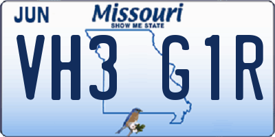 MO license plate VH3G1R