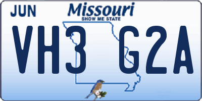 MO license plate VH3G2A