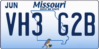 MO license plate VH3G2B