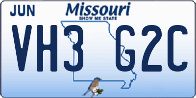 MO license plate VH3G2C