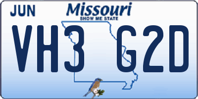 MO license plate VH3G2D
