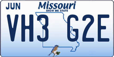 MO license plate VH3G2E