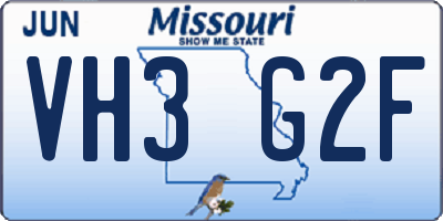 MO license plate VH3G2F