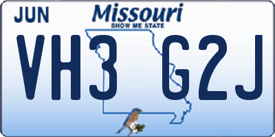 MO license plate VH3G2J