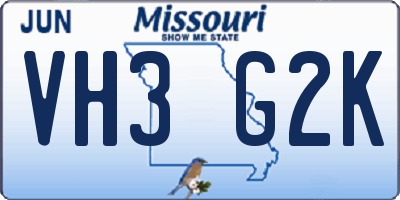 MO license plate VH3G2K