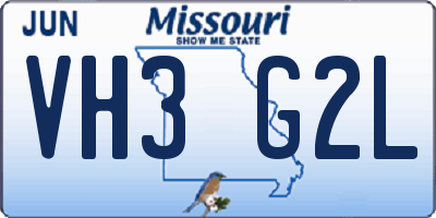 MO license plate VH3G2L