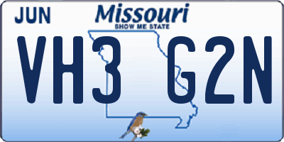 MO license plate VH3G2N