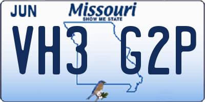 MO license plate VH3G2P