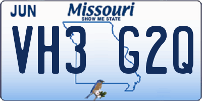MO license plate VH3G2Q