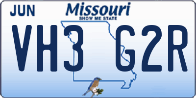 MO license plate VH3G2R