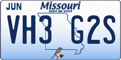 MO license plate VH3G2S