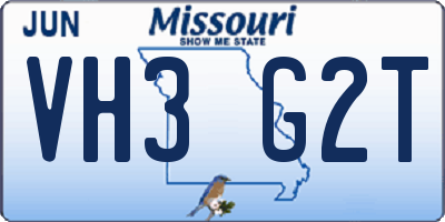 MO license plate VH3G2T