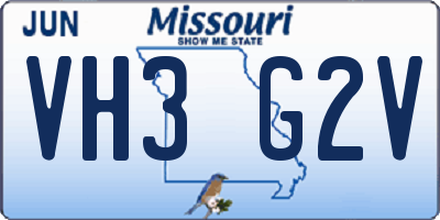 MO license plate VH3G2V