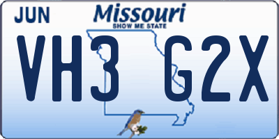 MO license plate VH3G2X