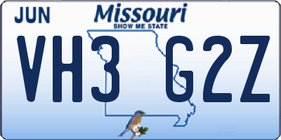 MO license plate VH3G2Z