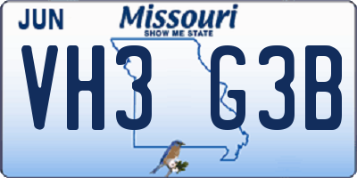 MO license plate VH3G3B