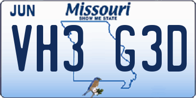 MO license plate VH3G3D
