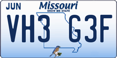 MO license plate VH3G3F