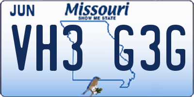 MO license plate VH3G3G