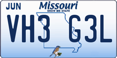 MO license plate VH3G3L