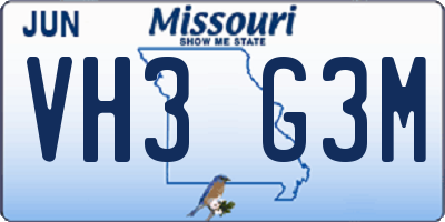 MO license plate VH3G3M