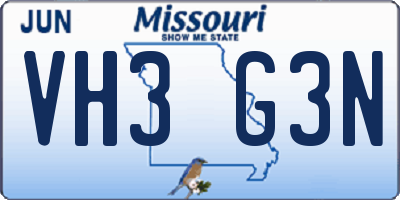 MO license plate VH3G3N