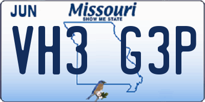 MO license plate VH3G3P