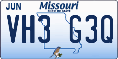 MO license plate VH3G3Q