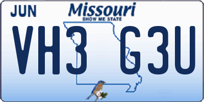 MO license plate VH3G3U