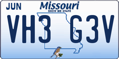 MO license plate VH3G3V