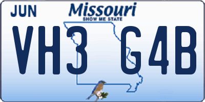 MO license plate VH3G4B