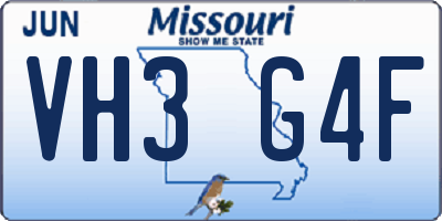 MO license plate VH3G4F