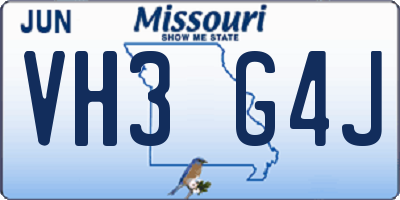 MO license plate VH3G4J