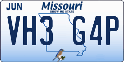 MO license plate VH3G4P