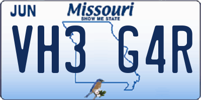 MO license plate VH3G4R