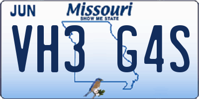 MO license plate VH3G4S