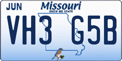 MO license plate VH3G5B