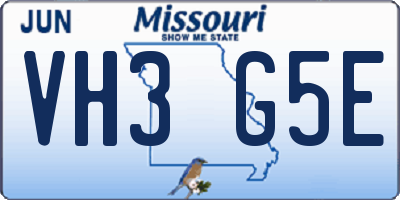 MO license plate VH3G5E