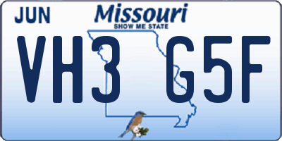 MO license plate VH3G5F